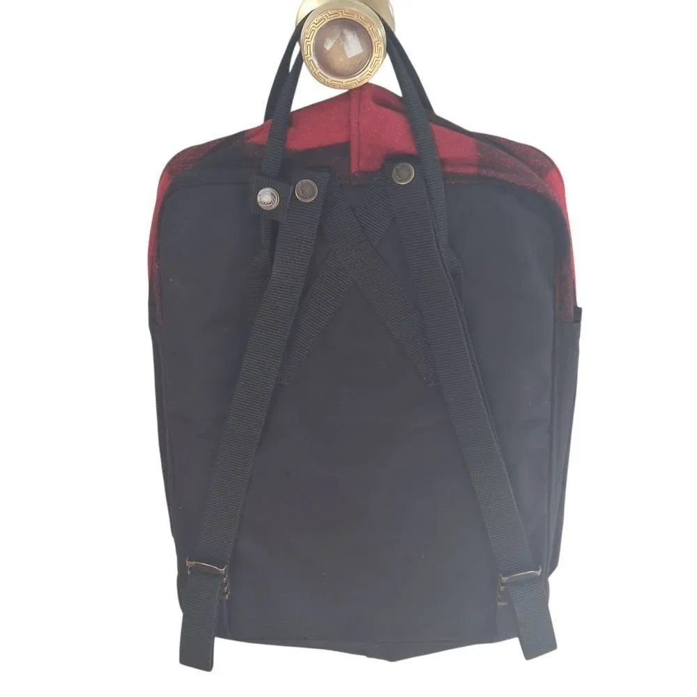 NWT Fjallraven Kanken Backpack Red Black Plaid Re-Wool Unisex